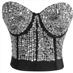 women waist training corset Studded Gem Sequin Rivet