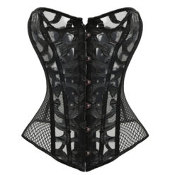 Black Mesh Bustier Waist Cincher Corset