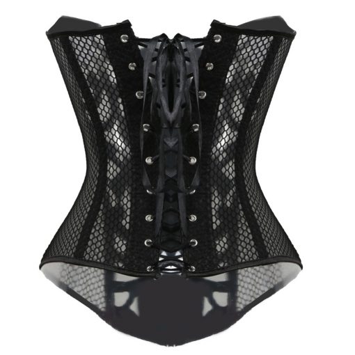 Black Mesh Bustier Waist Cincher Corset - Image 2