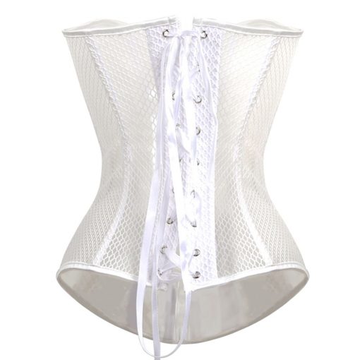 Black Mesh Bustier Waist Cincher Corset - Image 5