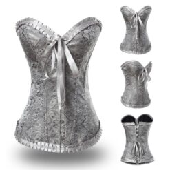 Alternative view of Embossed Pattern Embroidery Overbust Corset
