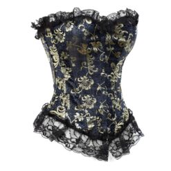 Alternative view of Flowered Golden Boned Satin Overbust Corset