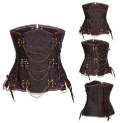 Full Steel Boned Steampunk Brown Gothic Underbust Corset