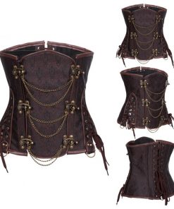 Full Steel Boned Steampunk Brown Gothic Underbust Corset