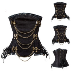 Full Steel Boned Steampunk Brown Gothic Underbust Corset