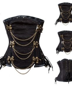 Full Steel Boned Steampunk Brown Gothic Underbust Corset