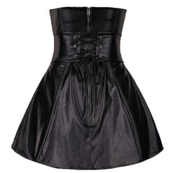 Corset Strapless Faux Leather Mini Dress Black