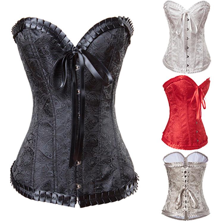 Embossed Pattern Embroidery Overbust Corset